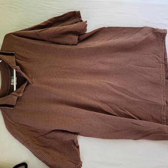 C.I.T.Y Streets Vintage Rib Polo Shirt Brown Size Large - Picture 1 of 3